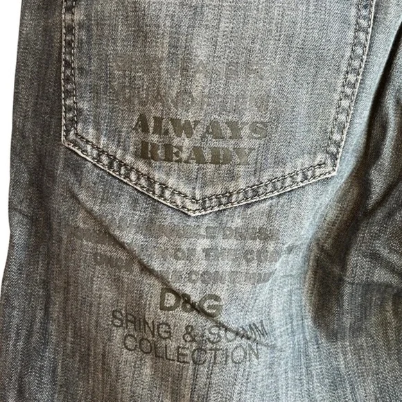 GF Ferre blue denim Y2K baggy printed denim pants size 34